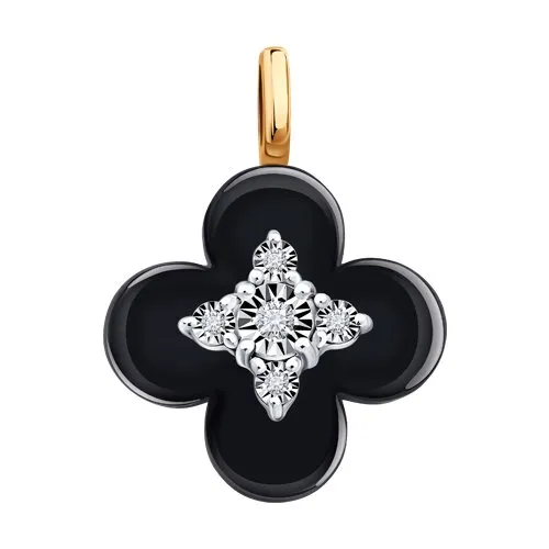 Pandantiv din aur alb și roșu cu Diamant, Ceramica neagră