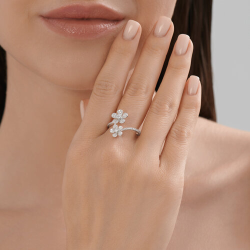 Inel din aur alb cu pietre Diamant