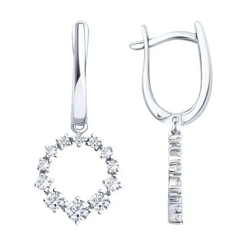 Cercei Suspendați din aur alb cu Cubic Zirconia Incolor
