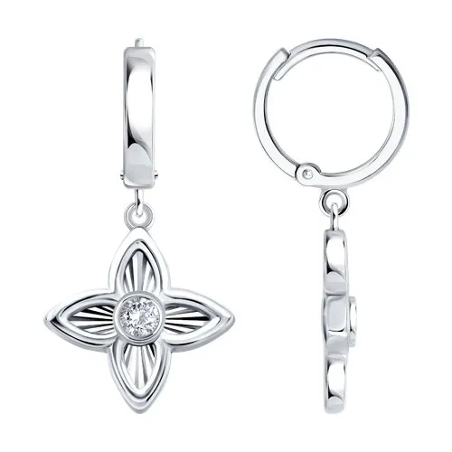 Cercei Creole din argint cu Cubic Zirconia Incolor