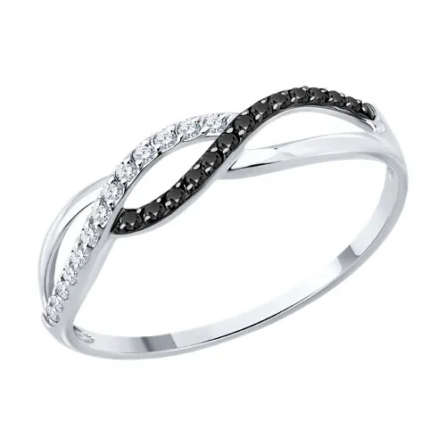 Inel din aur alb cu Cubic Zirconia Incolor, Cubic Zirconia Negru