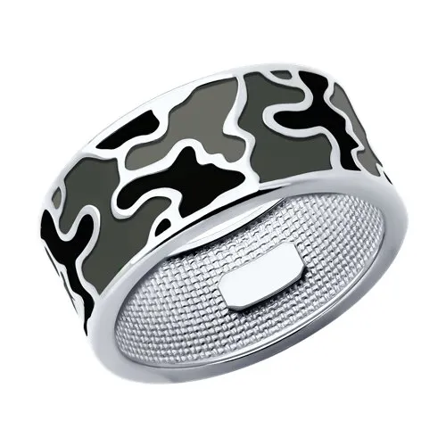 Кольцо из серебра с камнями Эмаль