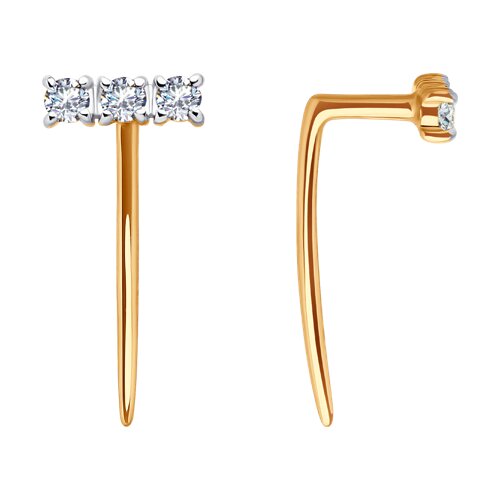 Cercei din aur roșu cu pietre Cubic Zirconia Incolor