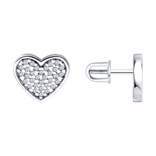 Серьги Пусеты из серебра с камнями Фианит