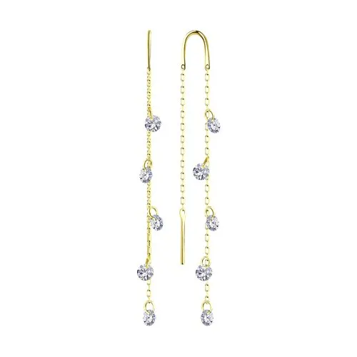 Cercei Lanț din aur galben cu Cubic Zirconia Incolor