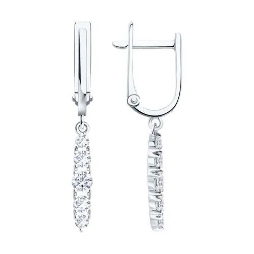Cercei Suspendați din aur alb cu Cubic Zirconia Incolor