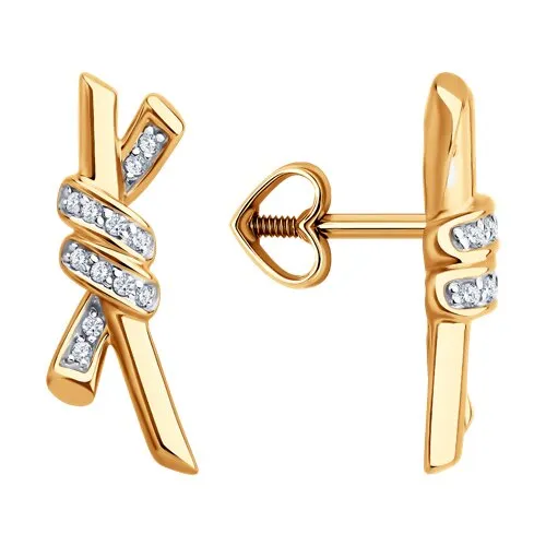 Cercei Pusete din aur roșu cu Cubic Zirconia Incolor