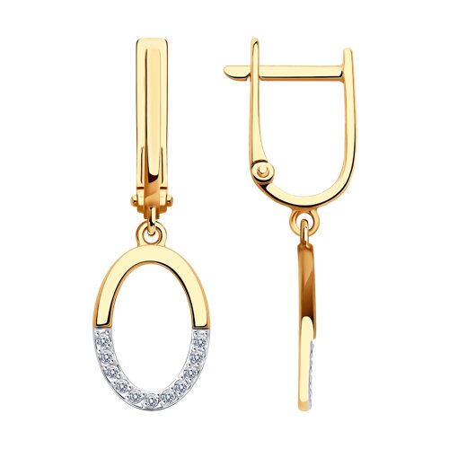 Cercei Suspendați din aur roșu cu pietre Cubic Zirconia Incolor