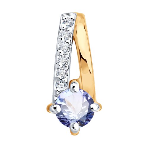 Подвеска из красного золота с камнями Бриллиант, Танзанит