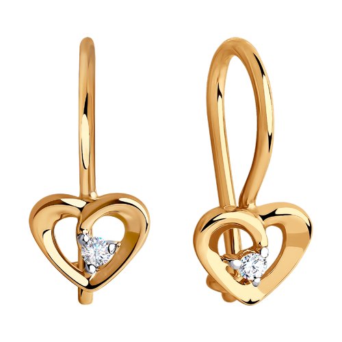 Cercei p-u copii din aur roșu cu pietre Cubic Zirconia Incolor