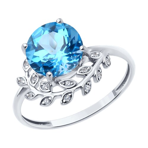 Inel din aur alb cu pietre Diamant, Topaz Swiss