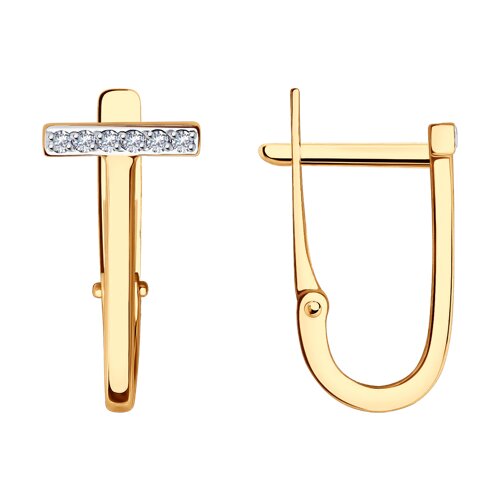 Cercei din aur roșu cu pietre Cubic Zirconia Incolor