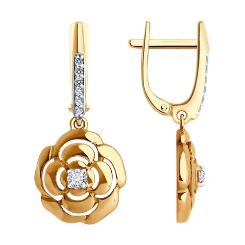 Cercei Suspendați din aur roșu cu Cubic Zirconia Incolor