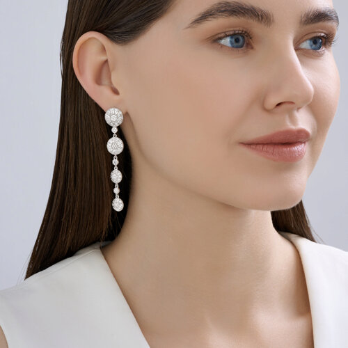 Cercei Pusete din argint  cu pietre Cubic Zirconia Incolor