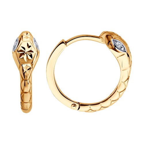 Cercei Creole din aur roșu cu pietre Cubic Zirconia Incolor