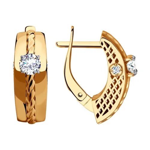 Cercei din aur roșu cu Cubic Zirconia Incolor