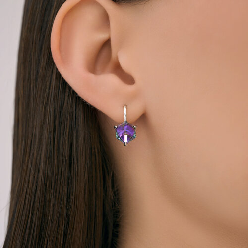 Серьги из серебра с камнями Swarovski Zirconia сиреневый