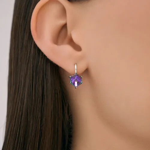 Серьги из серебра с камнями Swarovski Zirconia сиреневый