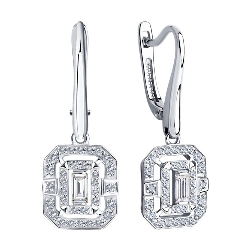 Cercei Suspendați din aur alb cu pietre Diamant