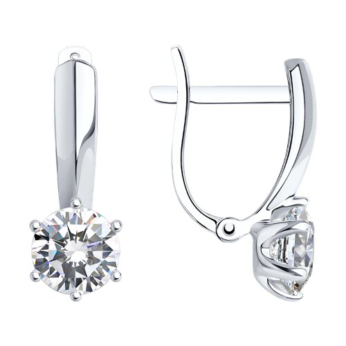 Серьги из белого золота с камнями Фианит