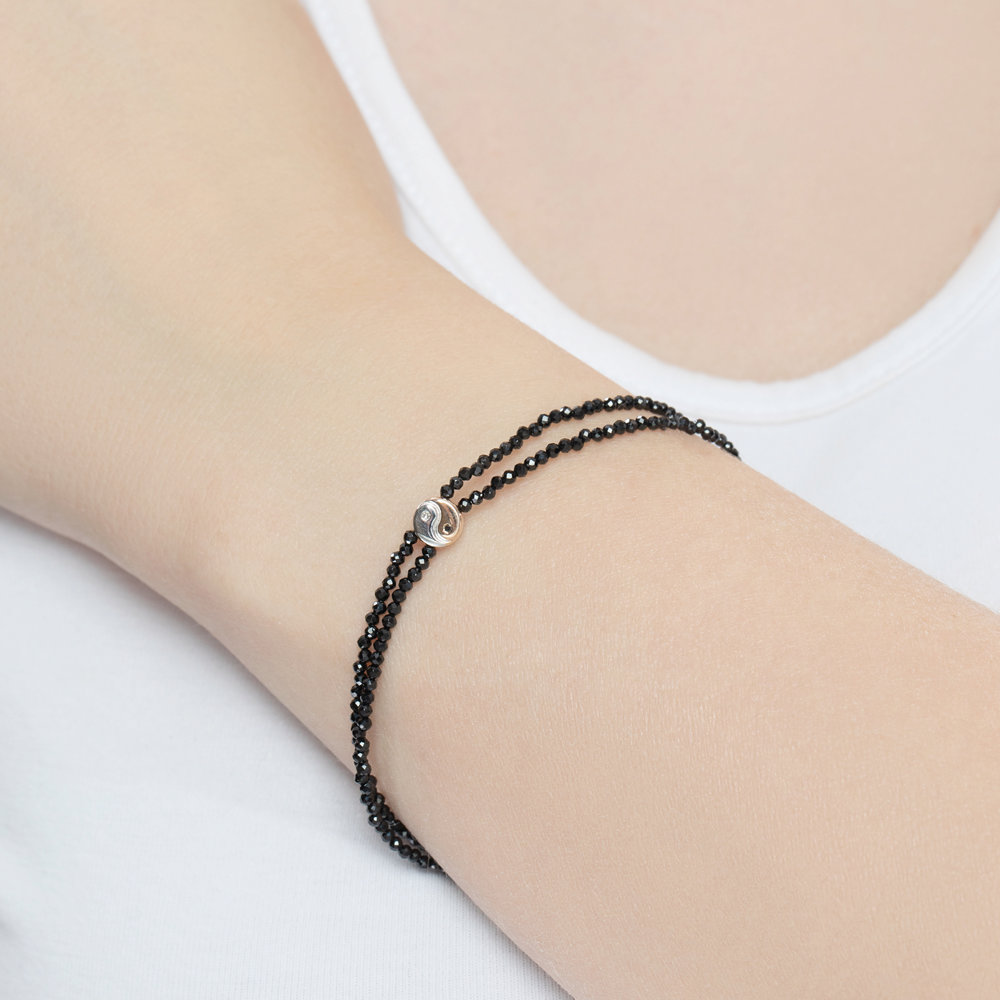 Brățară din aur roșu cu pietre Diamant, Diamant negru și Spinel natural