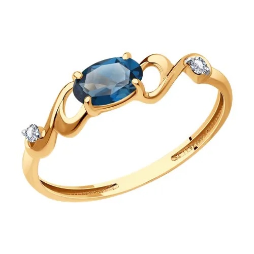 Inel din aur roșu cu Cubic Zirconia Incolor, Topaz London