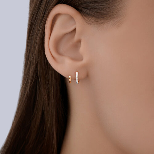 Cercel din aur roșu cu pietre Cubic Zirconia Incolor