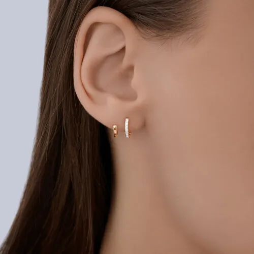 Cercel din aur roșu cu Cubic Zirconia Incolor