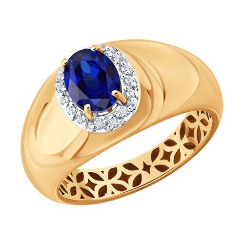 Inel din aur roșu cu pietre Diamant, Safir