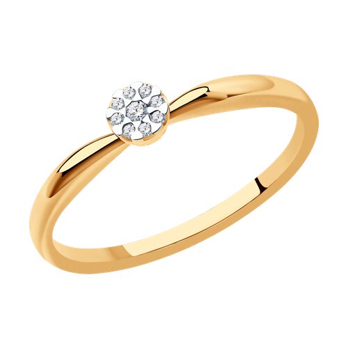 Кольцо из красного золота с камнями Бриллиант