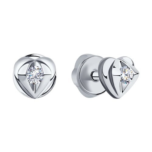 Cercei Pusete din aur alb cu pietre Diamant