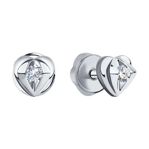 Cercei Pusete din aur alb cu Diamant