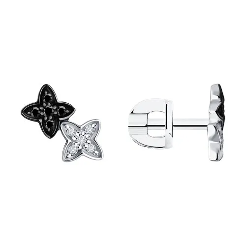 Cercei Pusete din aur alb cu Diamant, Diamant negru