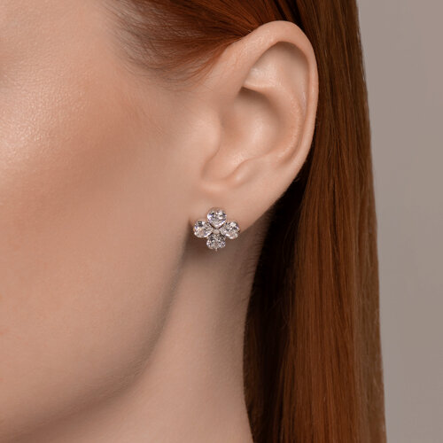 Cercei Pusete din argint  cu pietre Cubic Zirconia Incolor