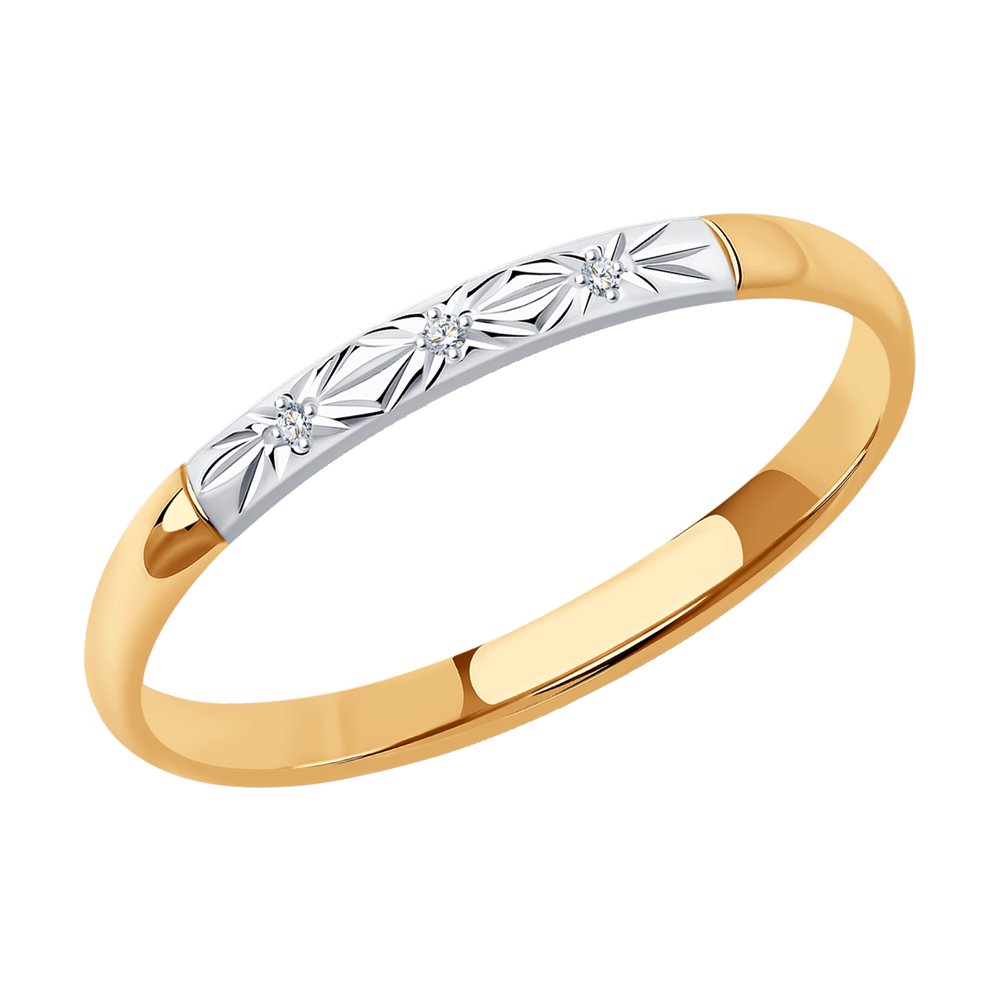 Verighetă din aur roșu cu pietre Diamant