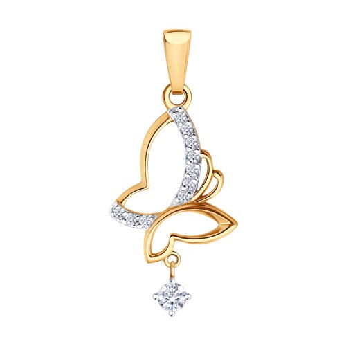 Подвеска из красного золота с камнями Фианит