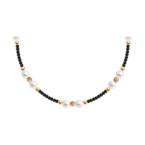 Colier din aur roșu cu pietre Perla Albă, Spinel natural