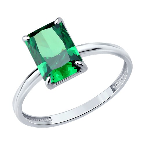 Кольцо из серебра с камнями Фианит Зелёный