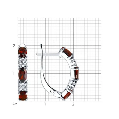 Cercei din argint cu Cubic Zirconia Incolor, Granat