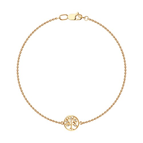 Браслет из красного золота с камнями Фианит