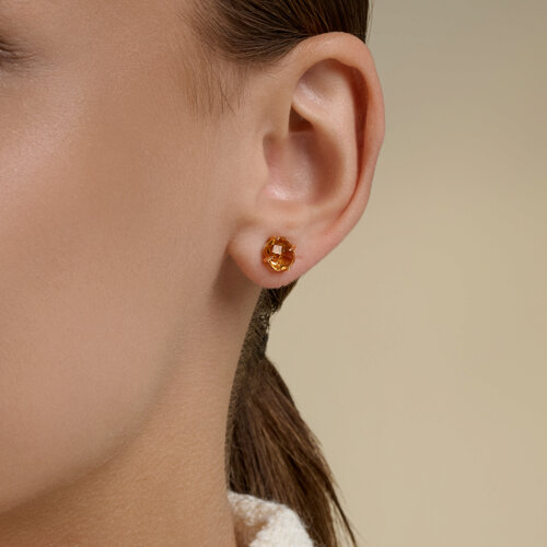 Cercei Pusete din aur roșu cu pietre Citrin