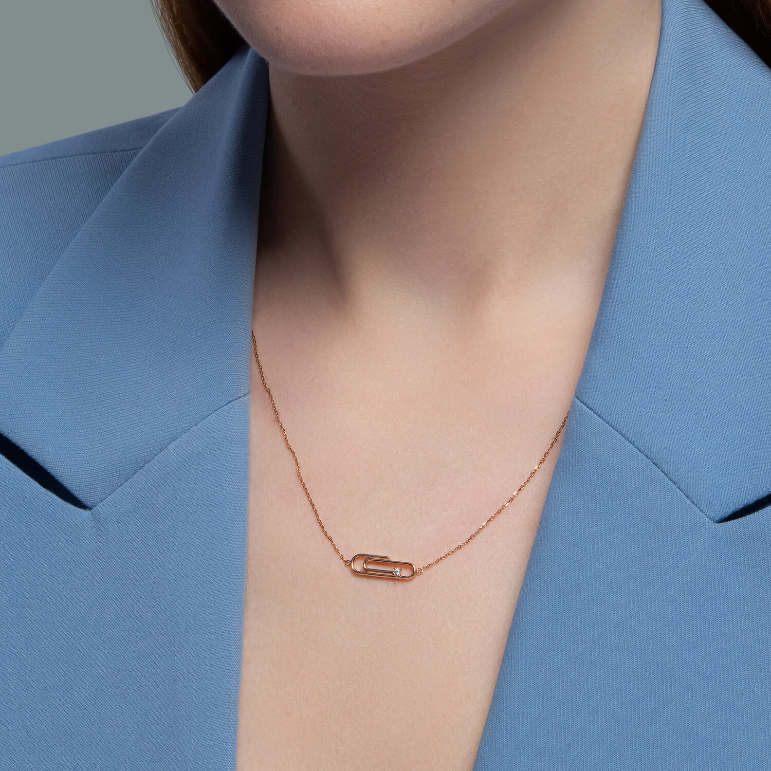 Colier din aur roșu cu pietre Cubic Zirconia Incolor