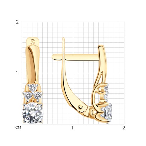Cercei din aur roșu cu pietre Cubic Zirconia Incolor