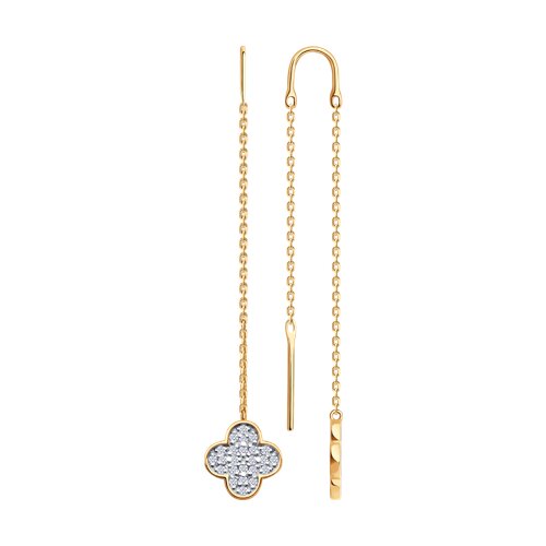 Cercei Lanț din aur roșu cu pietre Cubic Zirconia Incolor