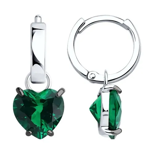 Cercei Creole din argint cu Cubic Zirconia Verde