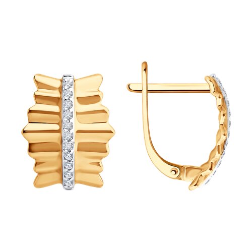 Cercei din aur roșu cu pietre Cubic Zirconia Incolor