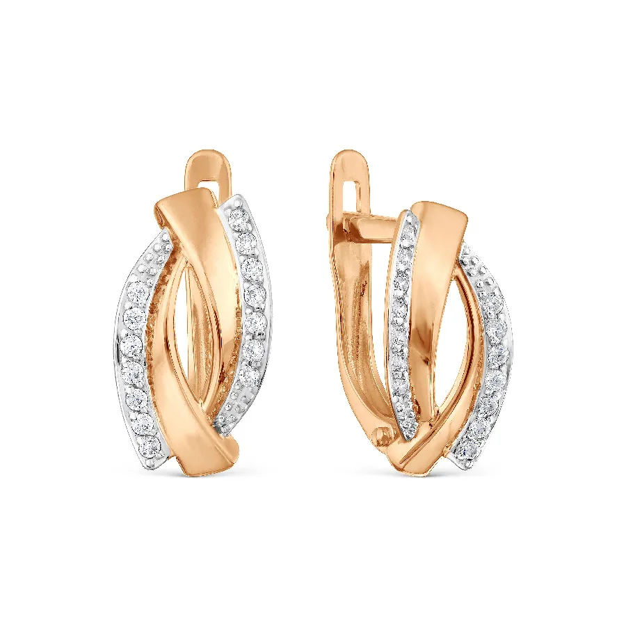 Cercei din aur roșu cu Cubic Zirconia Incolor