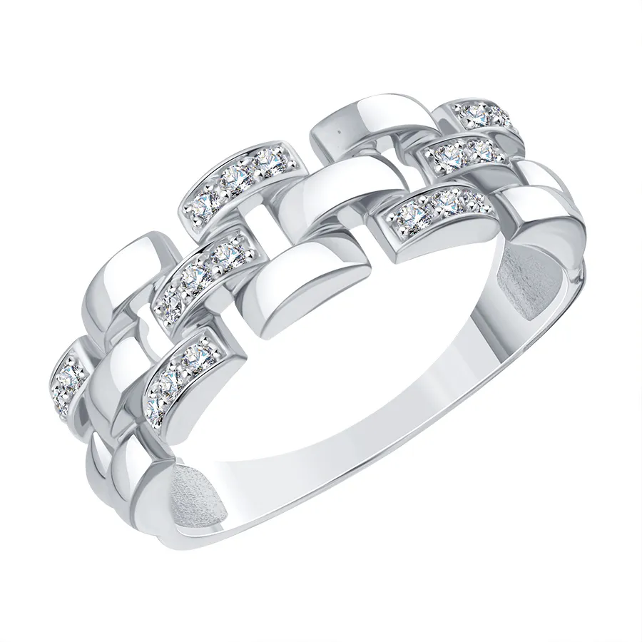 Inel din aur alb cu Cubic Zirconia Incolor