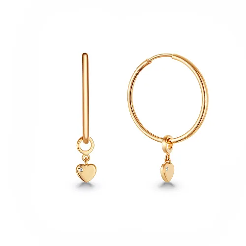 Cercei Creole din aur roșu cu Cubic Zirconia Incolor