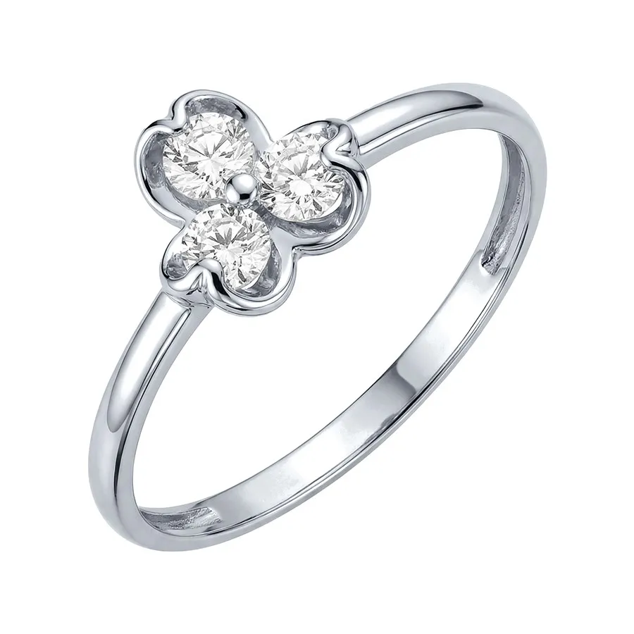 Inel din aur alb cu Cubic Zirconia Incolor